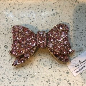 Belt Buckle Jeweled Bow Pink Brooch